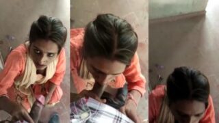 मालकिन की गुलाम ने चौकीदार को दिया मुँह से तेज़ सुख