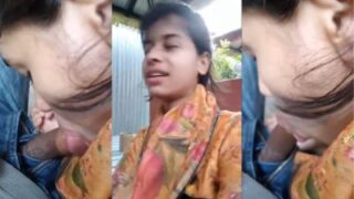 बाहर खुले में 18 साल की लड़की का लंड चूसने का अश्लील वीडियो